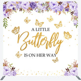Lofaris Floral Butterfly Baby Shower Tension Fabric Backdrop